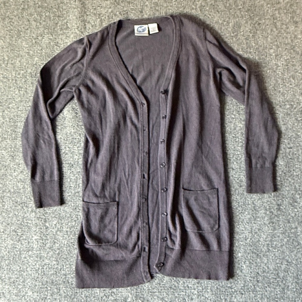 DG2 by Diane Gilman Cardigan‎ Duster Medium Gray Cotton Rayon Knit